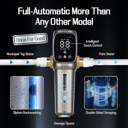 Fully Automatic Whole House Backwash Sediment Filter, Well Water Filtration System for Sand, Rust and Impurity Removal