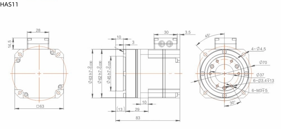 HAS Rotary Robot Joint Actuator Harmonic Drive Servo 220V 48V