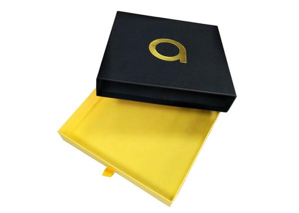 Jewelry Sliding Paper Box , Handmade Slide Open Boxes Gold Stamping Logo Design