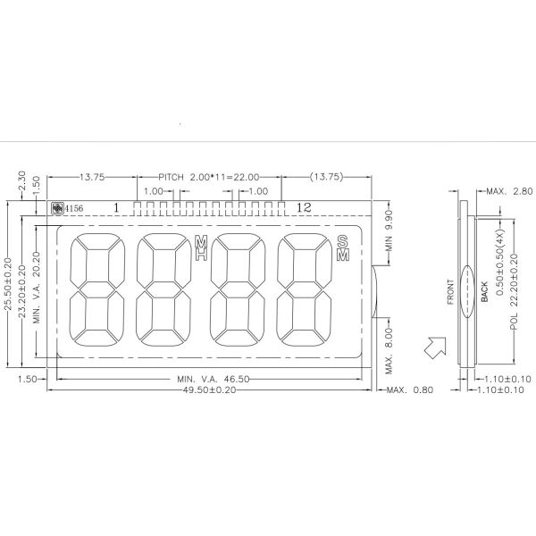 Положительный 6 O' CLOCK Трансмиссивный монохромный сегмент