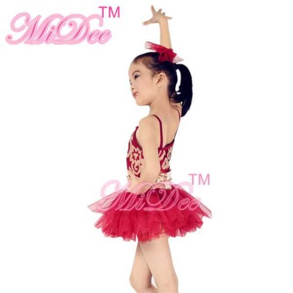 Fancy Kids Dance Clothes Floral Sequin Dress Matching Tulle Tutu Skirt