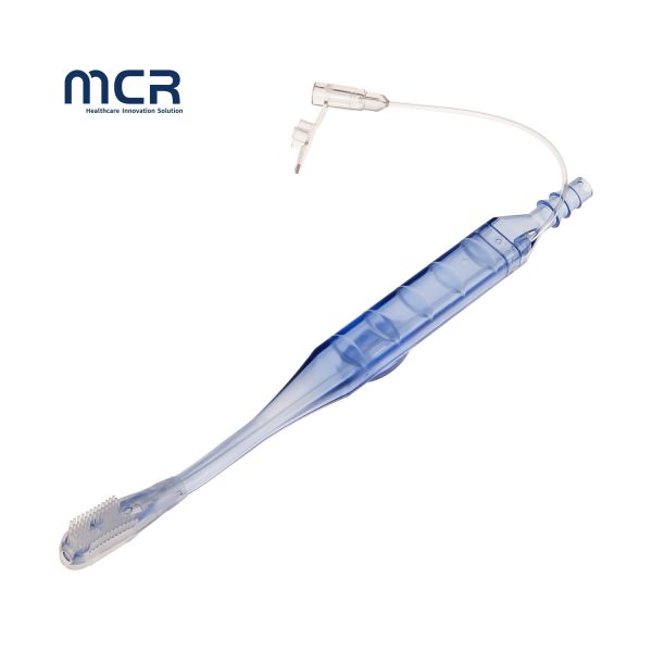 Medical Silicone Bristles Suction Toothbrush with Injection Port for Saline