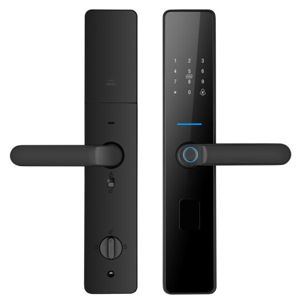 指紋認証キーレスエントリー Bluetooth デッドボルト ホームドアロック IP65 防水 ABS 金属 電源 4 x 単三電池
