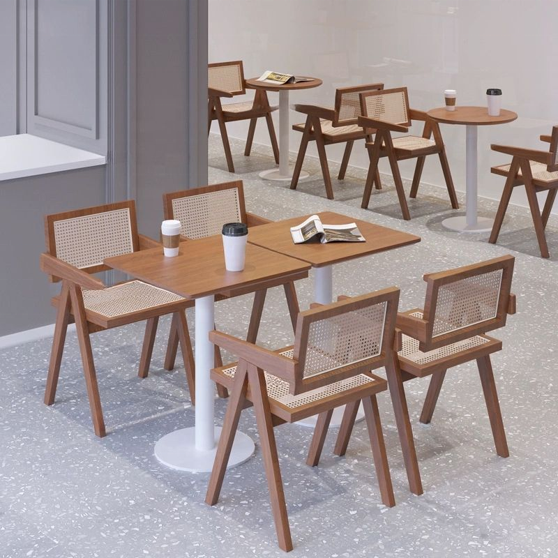 Retro American Restaurant Furniture Vintage Style Wooden Dining Table and Chair Cafe Solid Wood Chairs Set