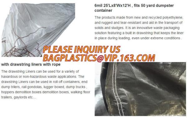 Waste Disposal Dumpster, Open Top Roll Off Drawstring Container Liners, Dumpster Liners, Facility Liners