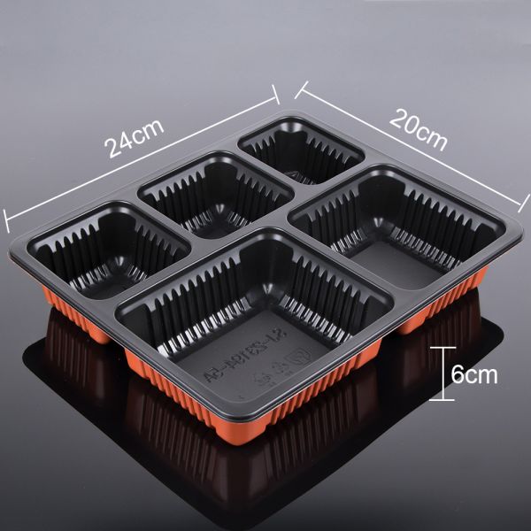 Black And Orange Food Grade PP 24*10*6cm Airline Meal Tray