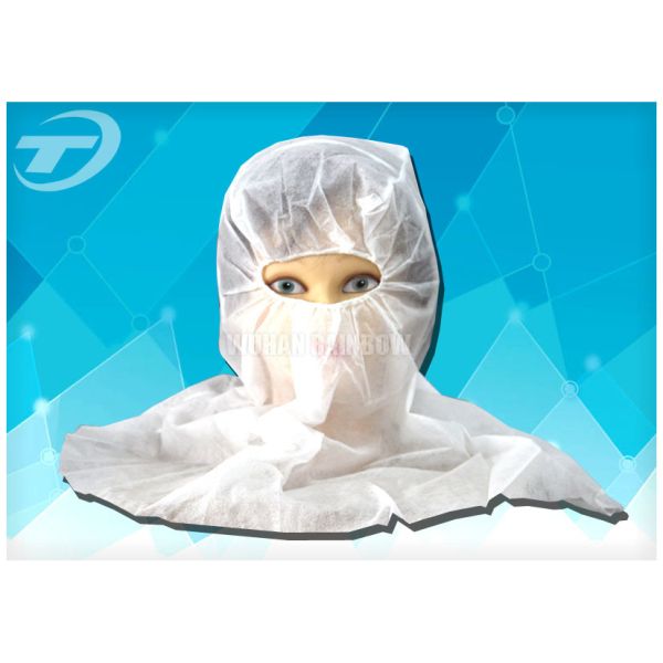 Soft Breathable Hood Snood Disposable Head Cap in White Blue
