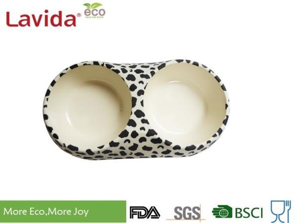 Portable Melamine Double Pet Food Bowl 28*16.3*6cm Free From Harmful Synthetic Material
