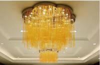 Color Wedding Crystal Lamps Non Standard Engineering Lamps Customized Six Petals Flower Shaped Large Hotel Dining Room Ceiling Light