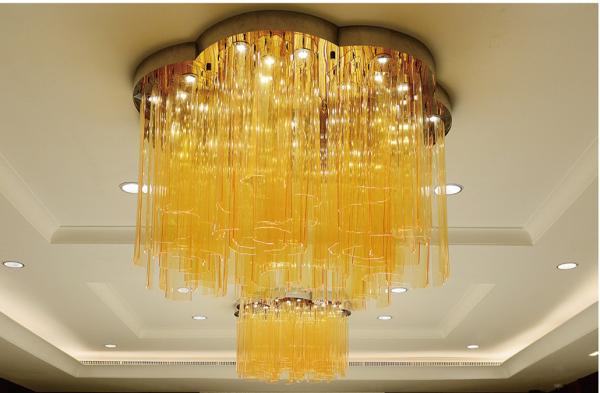 Color Wedding Crystal Lamps Non Standard Engineering Lamps Customized Six Petals Flower Shaped Large Hotel Dining Room Ceiling Light