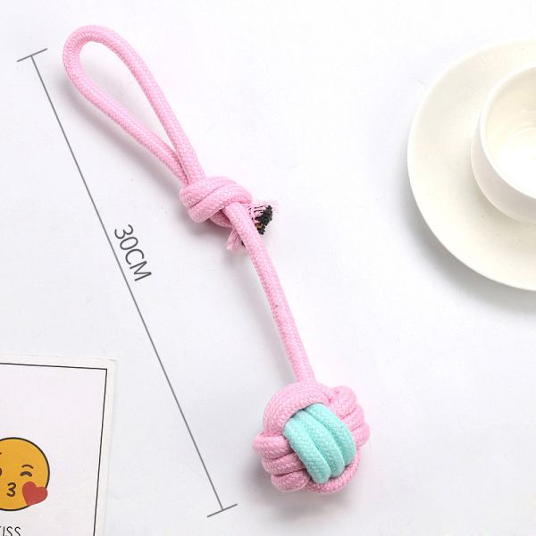 Dog Toys Fashionable Interactive Pink TPR Rope Interactive Chew Cleaning Tooth