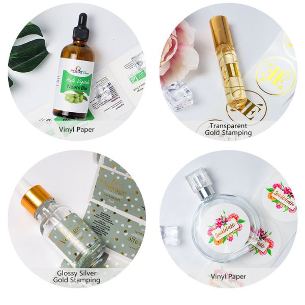 Hot Stamping Gold Foil Sticker Transparent Perfume Bottle Labels