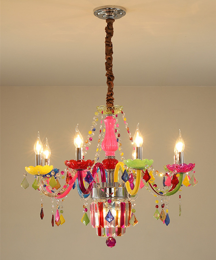 Хрустальная люстра красочное мечтая прекрасное Macaron люстры спальни детей стеклянная