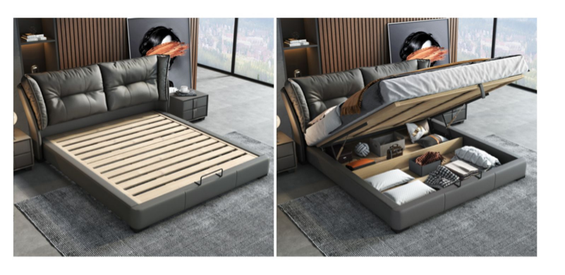 Темное мягкой мебели спальни Corium современной штейновое - серые 1,8 метра двуспальной кровати