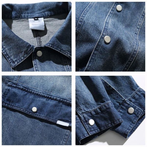 Manufactuer OEM Oversized Jacket Fade Color Casual Denim Jacket Youth