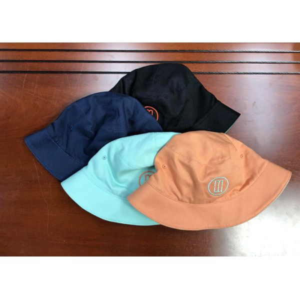 Popular customized colors 100% cotton twill flat embroidery logo bucket hats caps