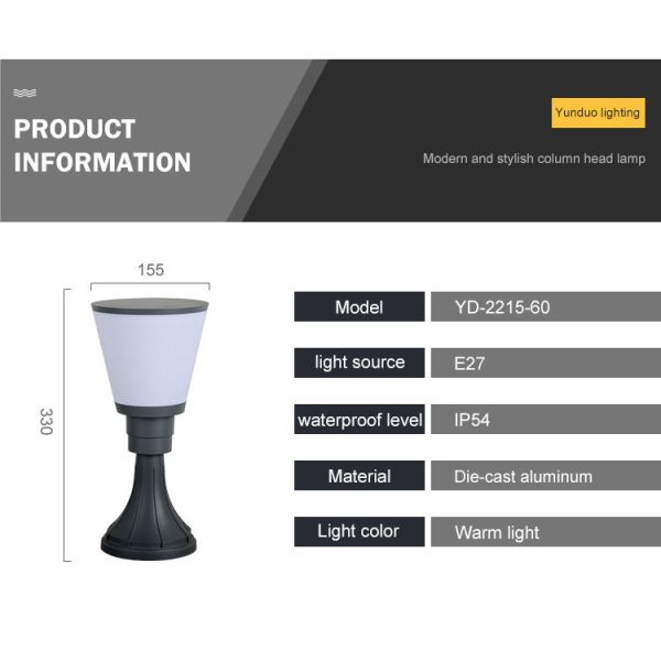 20W Led Garden Wall Lights For Stairs Cup Shape Column Headlights Outdoor