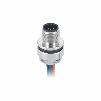 3 conector macho de bronze do contato do código do conector circular A do Pin M12