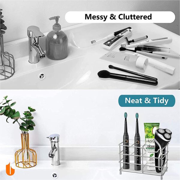 304 Stainless Steel Bathroom Toothbrush Holder Toothpaste Holder Stand Bathroom Accessories Organizer
