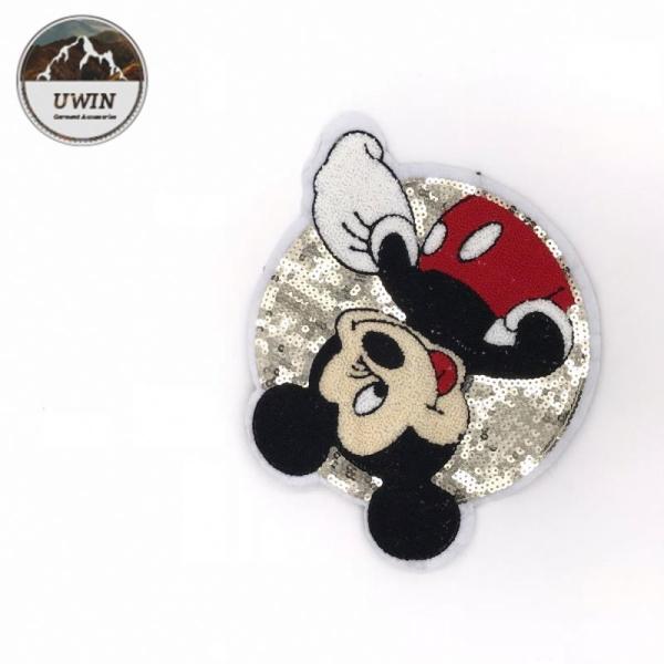 Cartoon Mouse Disney Embroidered Patches , Popular Disney Sew On Patches Custom Color