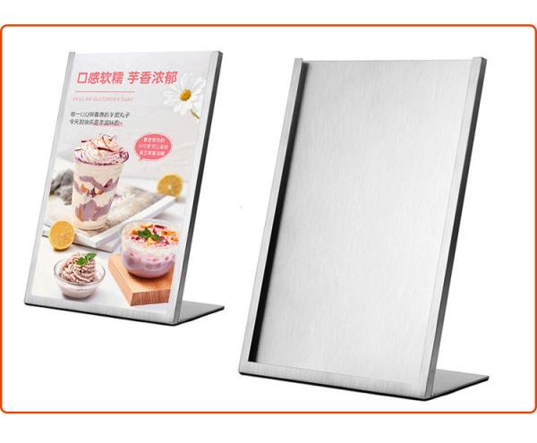 Acrylic Cover Metal Retail Display 0.6KG L Shape Sign Holder Poster Board Stand 21.5CM