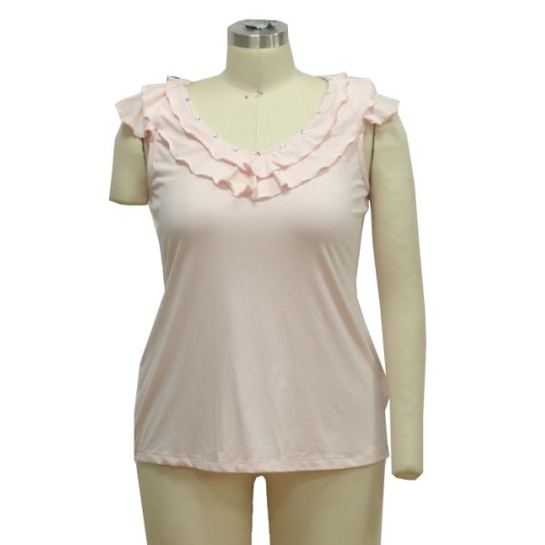 Slim Waist Ladies Tank Tops Womens Swing Vest Tops With Rhinestones