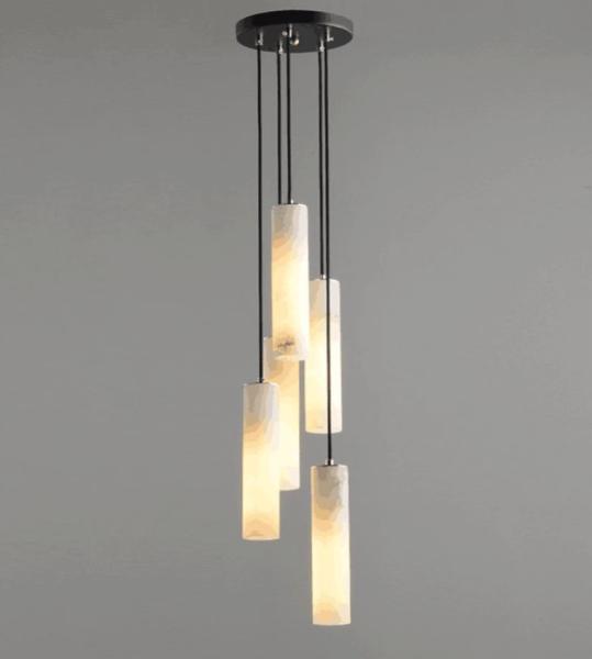 Iluminação de luxo Art designer criativo alabastro lustre hotel lobby sala de jantar longa faixa de mármore pingente lig