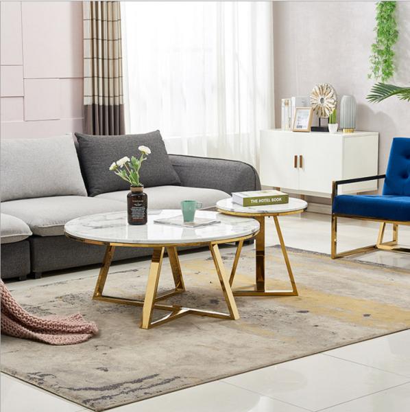 Hot selling Round Center Table Stainless Steel Base Marble Top Coffee Tape Side Table