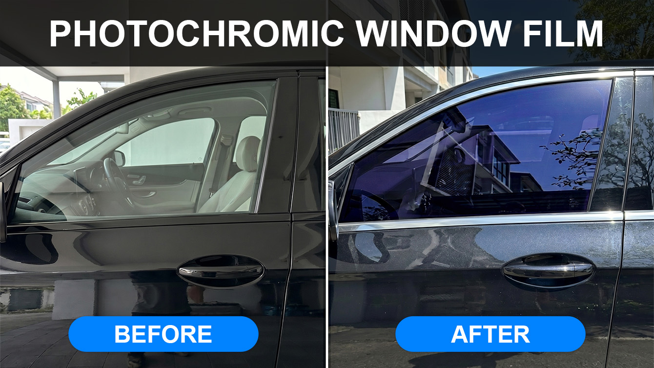 Self-Tinting Car Window Tint Film 2mil Photochromic VLT 70%-25% UV Block Factory OEM
