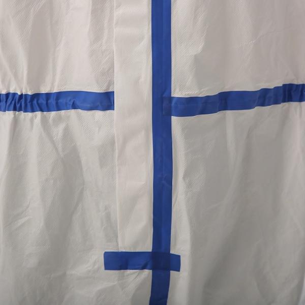 Vestido de isolamento de proteção da UTI do hospital Vestido não tóxico Branco descartável