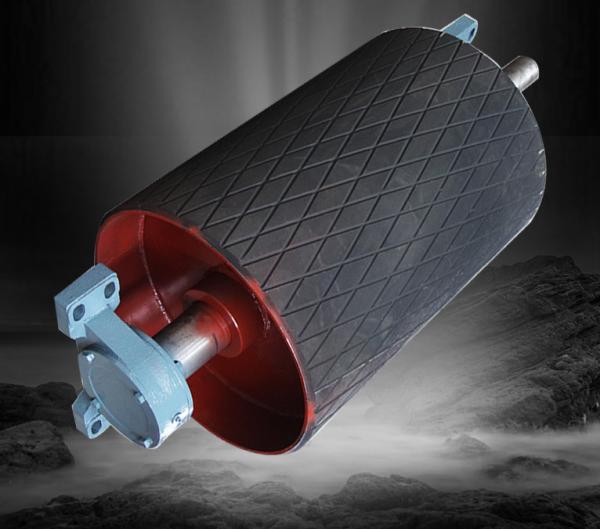Diamond Rubber Lagged Drum Pulley Belt Conveyor Head Pulley For Anti Slip Performance