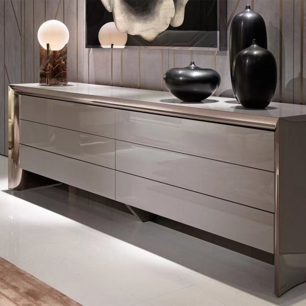 Luxury Stainless Steel Console Table ODM OEM Marble Top Sideboard