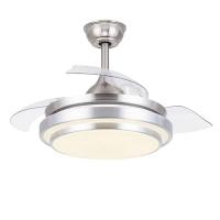 mayorista Modern 36 42 pulgadas de plata ventilador retráctil de techo con luz LED 3 cuchillas control remoto interruptor cuchillas ocultas