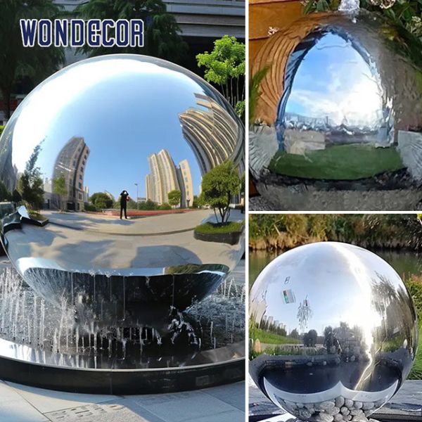 Large Forged Metal Stainless Steel Garden Sculptures Geometric Spherical Fountain