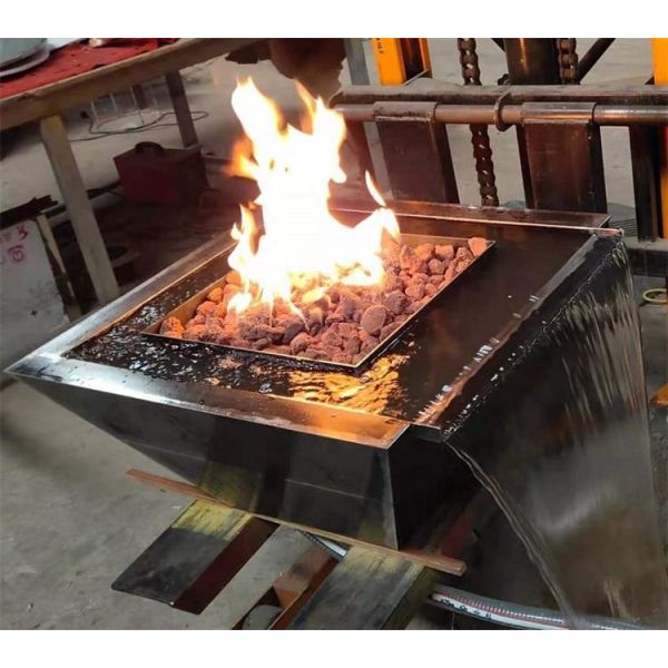 Swimming Pool Low Smoke Corten Steel Gas Fire Water Bowl Water Features