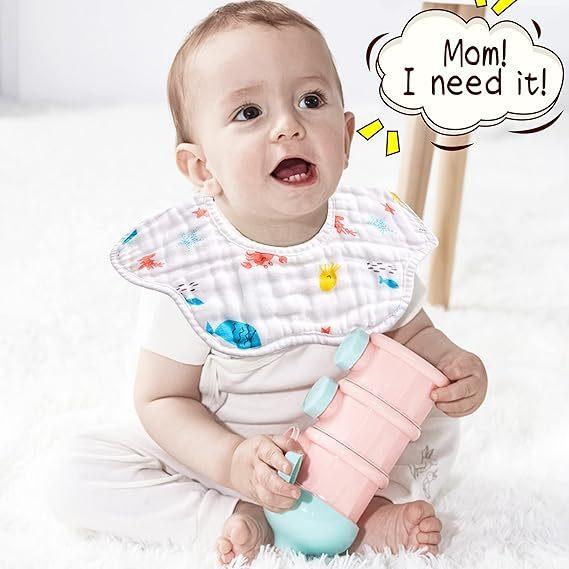 6-Piece Absorbent Muslin Bibs Skin Friendly Multiple Colors For Easy Washing