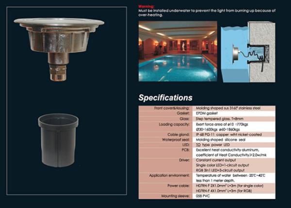 Stainless Steel IP68 Marine LED Underwater Light / Yacht Boat Lights Led Waterproof