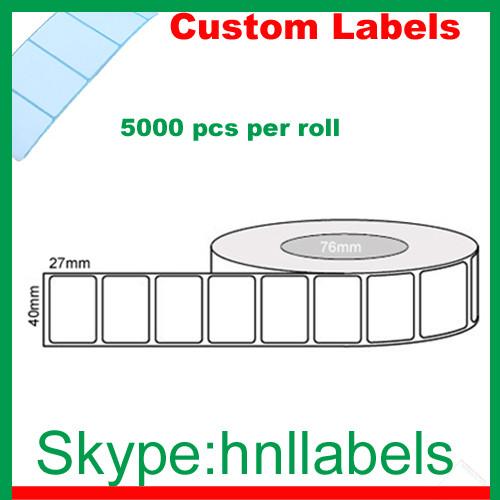 Thermal Transfer Labels 40mmX27mm/1 Plain Poly Roll Perm, 5,000Lpr 76mm core