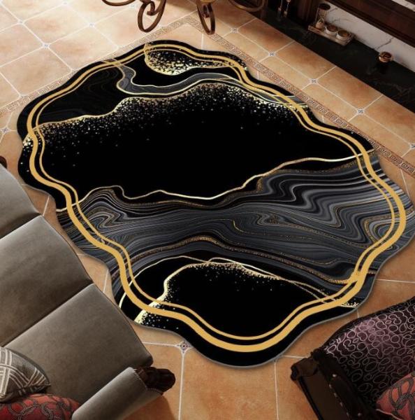 Shiny Shaped Living Room Carpet Chair Floor Mat Marble Irregular Foldable Area