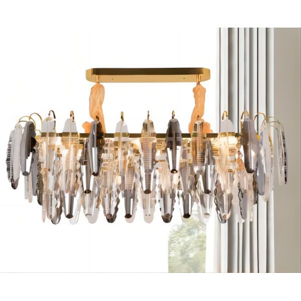 Customised Crystal Smoke Grey Pendant Light Rustproof For Senior Club
