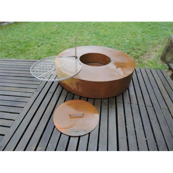 Garden Heater Wood Burning Rusted Metal Circular Corten Steel Fire Pit Table