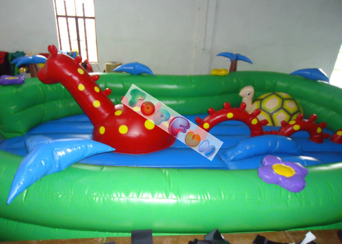 campo de jogos inflável da tartaruga do parque de diversões de encerado do PVC de 0.45mm com corrediça e túneis