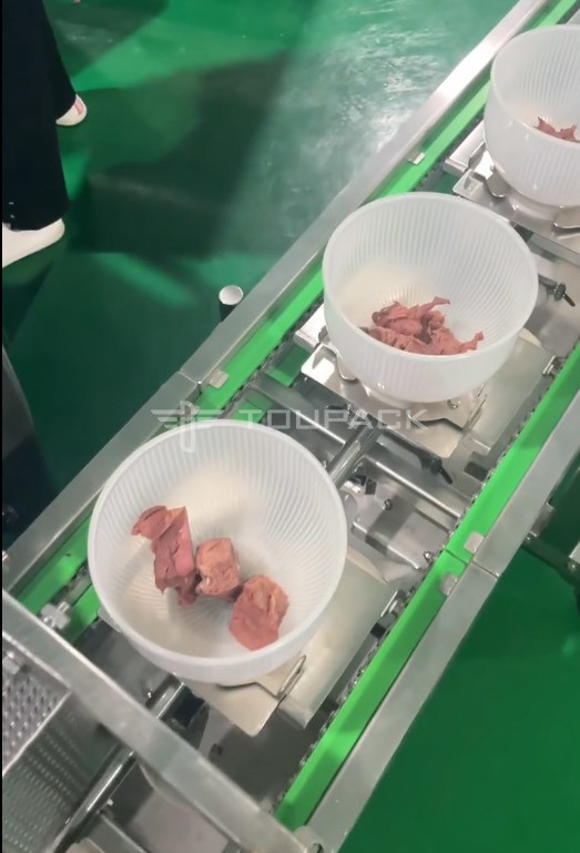 Роторные кубы говядины машины упаковки сумки вакуума веся и Weigher системы упаковки Multihead