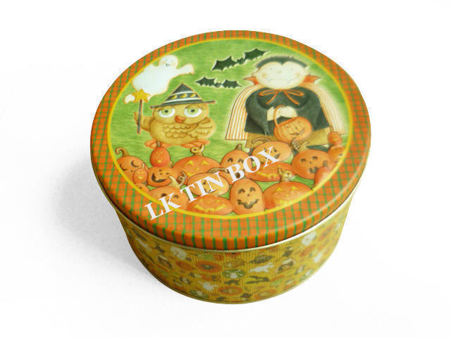 Metal Cylinder Round Tin Box For Chrismas Holiday And Halloween Candy Packaging