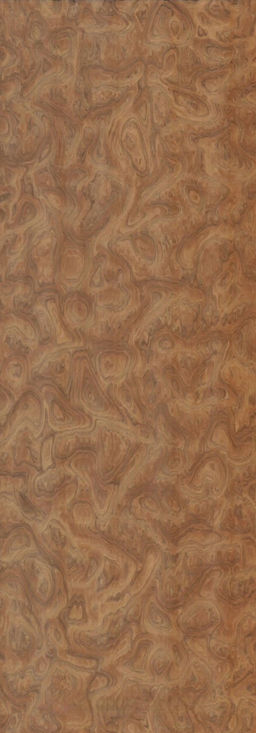 Recon Wood Veneer Of Elm Burl ELM.B-X5008 Ring Grain Brown Color 0.13-0.35mm Thickness For Hotel Decoration
