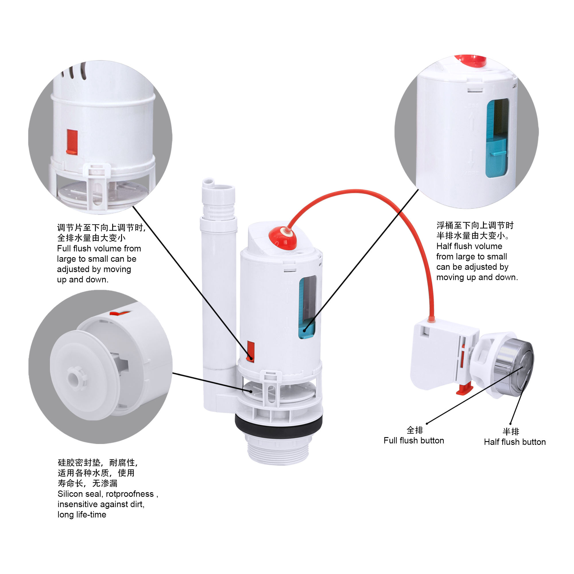 CE-certified double toilet valve flush new type double cable ABS plastic bathroom urinal usage