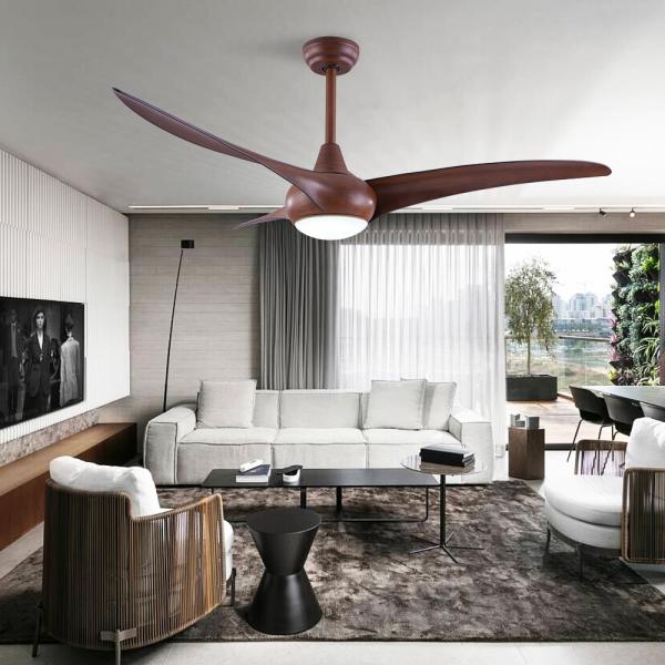 3 Rotary Vane DC220V LED 12W Wood Ceiling Fan Light for Household Hotel