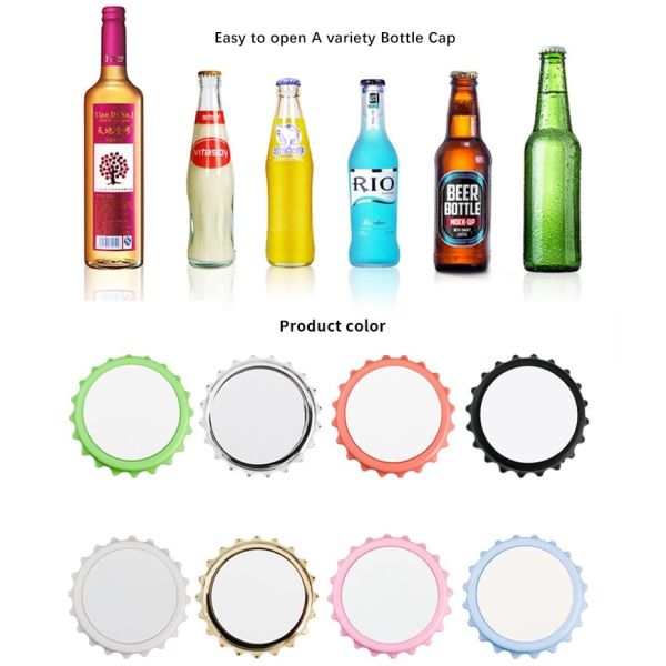 Sublimation Magnetic Bottle Opener With Aluminum Sheet Custom Logo Round Plastic Bottle Opener Fridge Magnet Blanks