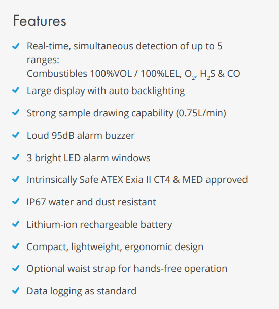 Газовый детектор Riken Keiki Gx-8000 LEL CO H2S O2 -20-50°C Рабочая температура
