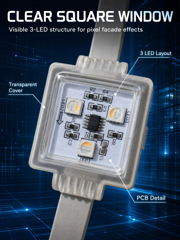 DC24V Addressable LED Pixel Point Light IP67 RGB Digital Point Light for Building Facade Lighting